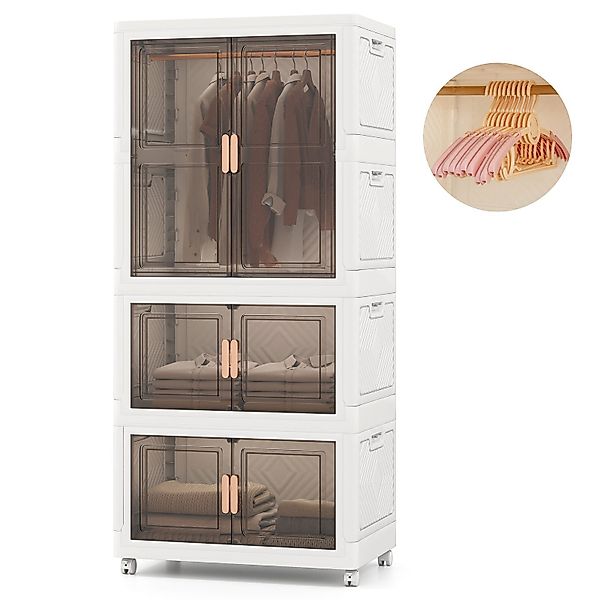 COSTWAY Kleiderschrank mit 10 Kleiderbügeln& Rollen, günstig online kaufen