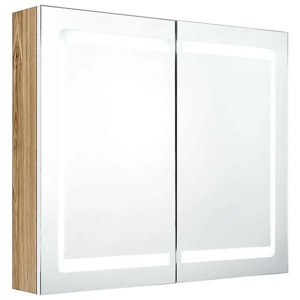 vidaXL LED-Spiegelschrank fürs Bad Weiß und Eichen-Optik 80x12x68 cm 326516 günstig online kaufen
