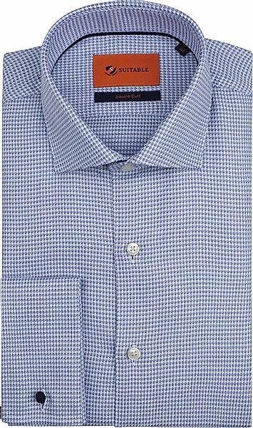 Suitable Hemd Doppelte Manschette Druck Blau - Größe 39 günstig online kaufen