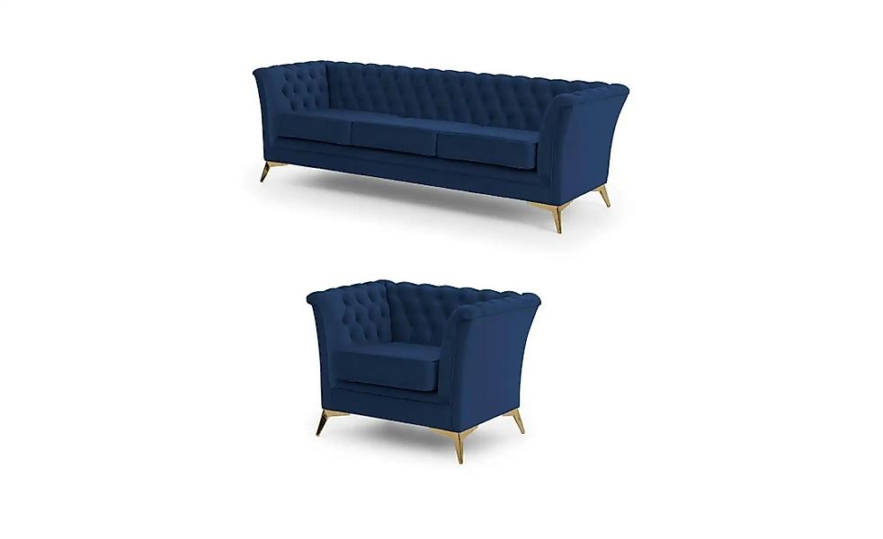 Chesterfield Polstergarnitur 3+1  Wilhelm ¦ blau ¦ Maße (cm): B: 237 H: 78 günstig online kaufen