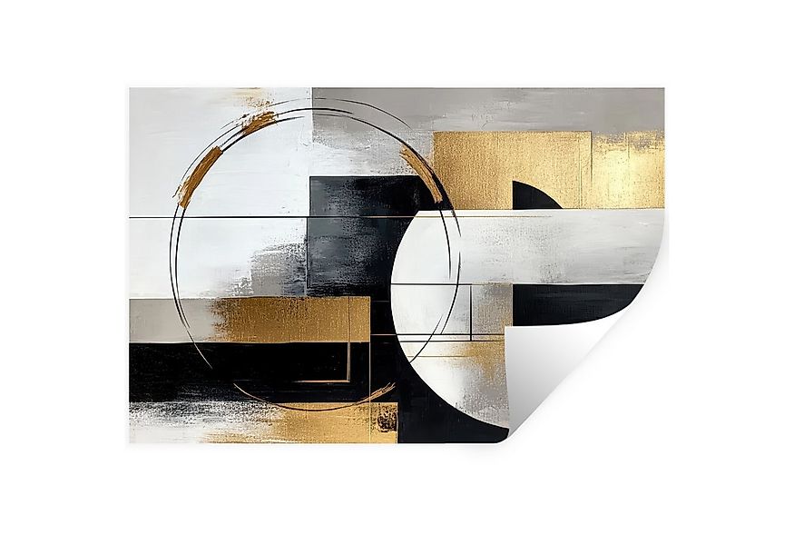 MuchoWow Wandsticker Abstrakt - Gold - Silber - Formen - Ästhetik (1 St), W günstig online kaufen