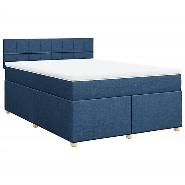 vidaXL Boxspringbett mit Matratze Blau 140x200 cm Stoff 3289009 günstig online kaufen
