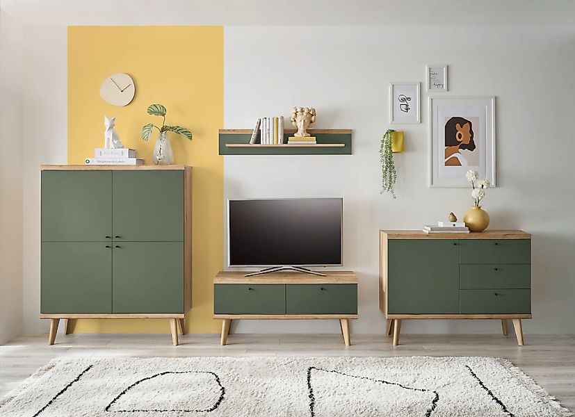 INOSIGN Wohnwand "MAVAS" Set, 4 Stk. tlg. in moderner Trendfarbe, Griffe au günstig online kaufen