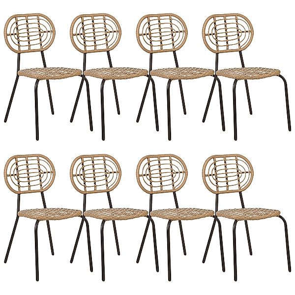 Beliani Gartenstuhl Naturfarben Beige Schwarz 57x48x86 günstig online kaufen