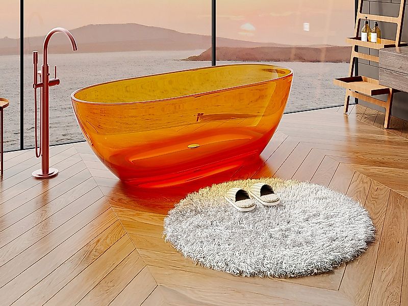 Freistehende Badewanne durchsichtig - 292 l - 160 x 72 x 56 cm - Orange - H günstig online kaufen