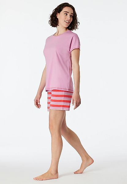 Schiesser Shorty "Casual Essentials" 2 tlg. mit unifarbenem Shirt und gestr günstig online kaufen