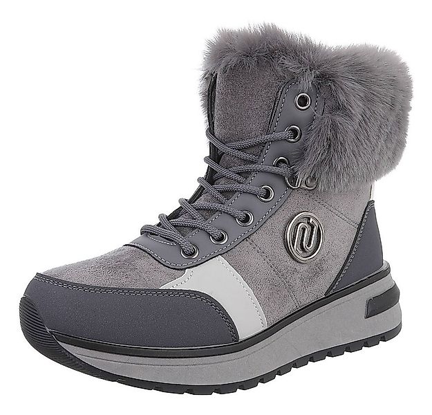 Ital-Design Damen Winterboots mit Futter und modischem Design Schnürstiefel günstig online kaufen