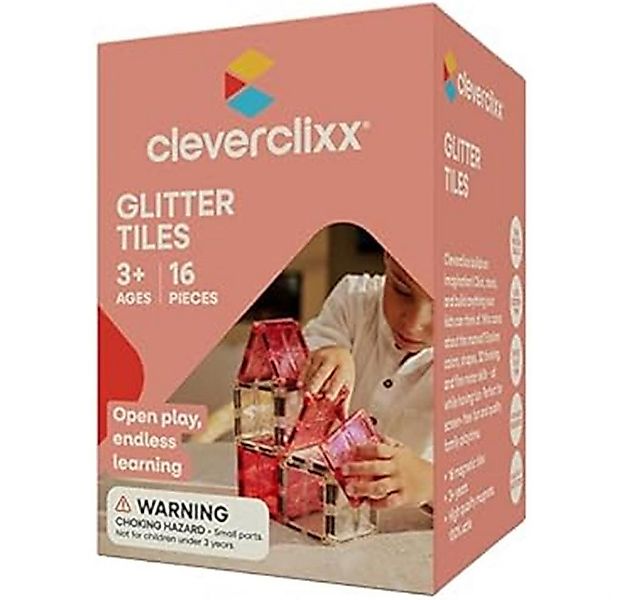 Cleverclixx Cleverclixx Glitter Tiles Pack Transparent Rosa 16 Teile Magnet günstig online kaufen