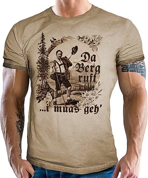 LOBO NEGRO® Trachtenshirt für Bayern Trachten Fans Washed Vintage Retro Use günstig online kaufen