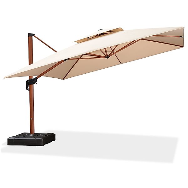 PURPLE LEAF Ampelschirm Holzoptik Quadratischer Außenbereich günstig online kaufen