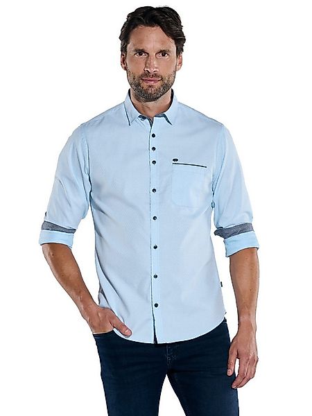 Engbers Langarmhemd Herren Langarm-Hemd gemustert, Hellblau günstig online kaufen