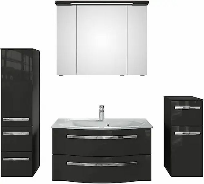 Saphir Badmöbel-Set »Serie 4005, vormontiert, Glaswaschbecken, Spiegelschra günstig online kaufen