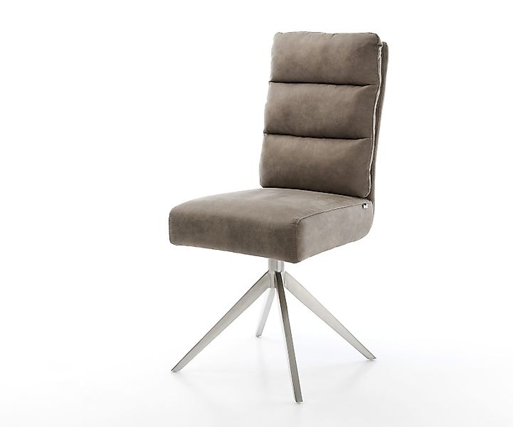 Drehstuhl Pela-Flex Mikrofaser Taupe Vintage Kreuzgestell breit Edelstahl 3 günstig online kaufen