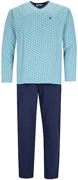 Hajo Schlafanzug Herren Pyjama mit V-Ausschnitt (2 tlg) Baumwolle günstig online kaufen