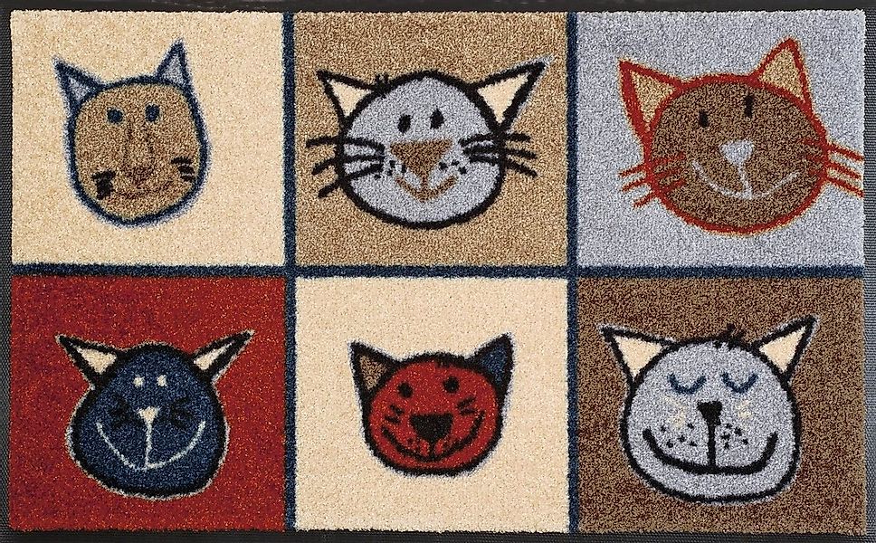 wash+dry by Kleen-Tex Fußmatte Miau Miau, rechteckig, Höhe: 7 mm, Schmutzfa günstig online kaufen