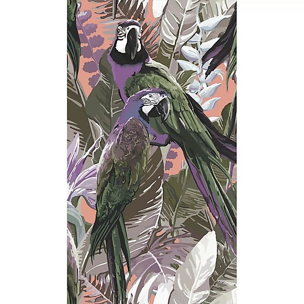 Erismann Digitaltapete Zooom Cheeky Parrots 270 cm x 150 cm Violett günstig online kaufen