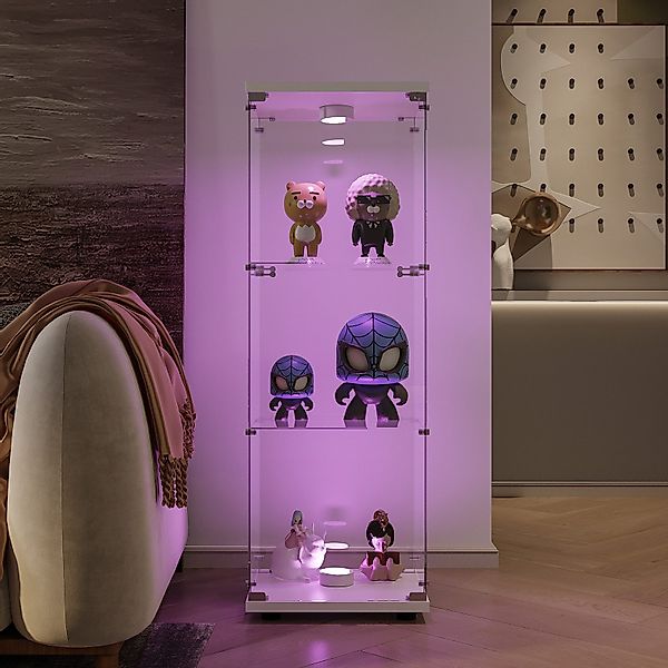 FUROKOY Glasvitrine Vitrinenschrank mit Glastüren Beleuchtung günstig online kaufen