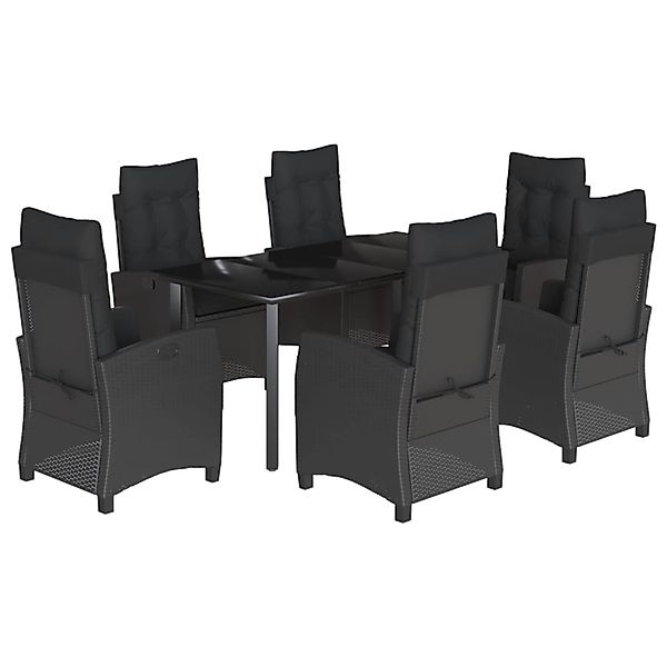 vidaXL 7-Tlg Garten-Essgruppe mit Kissen Schwarz Poly Rattan 3212757 günstig online kaufen