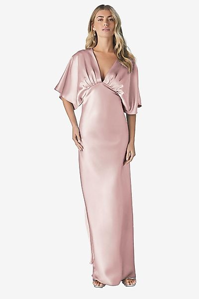 Next Satinkleid Langes Satin-Brautjungfernkleid mit Flatterärmeln günstig online kaufen