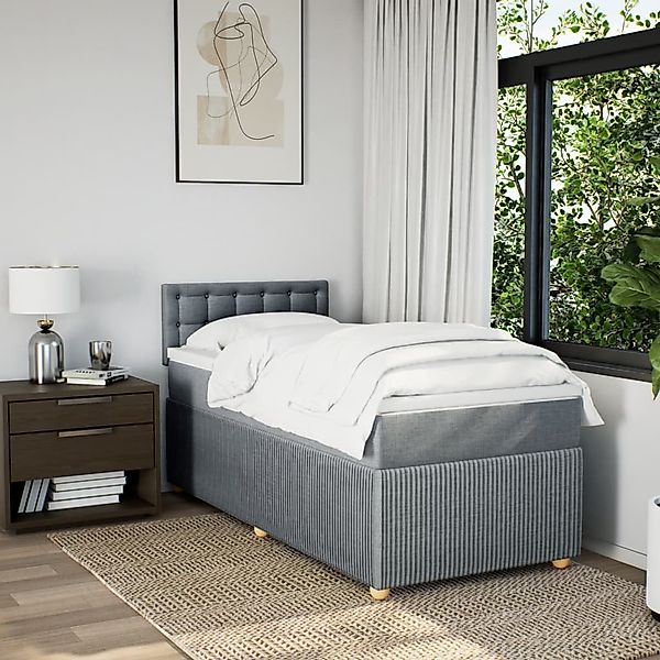 vidaXL Bett Boxspringbett mit Matratze Hellgrau günstig online kaufen