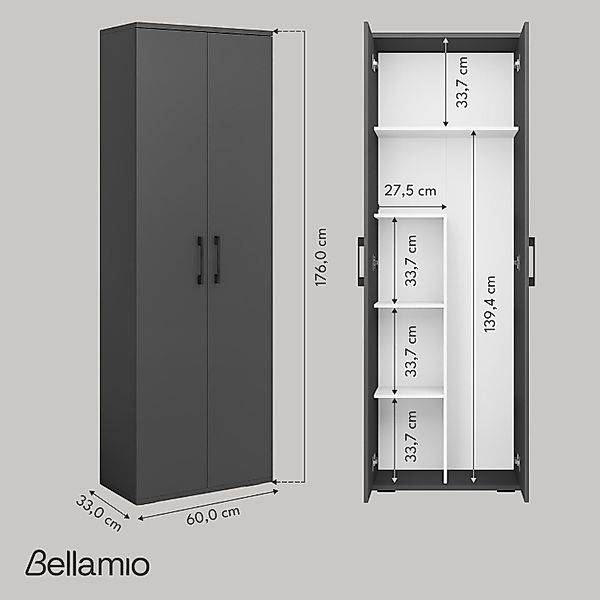 Bellamio Mehrzweckschrank Apol (Besenschrank Anthrazitschwarz) mit günstig online kaufen