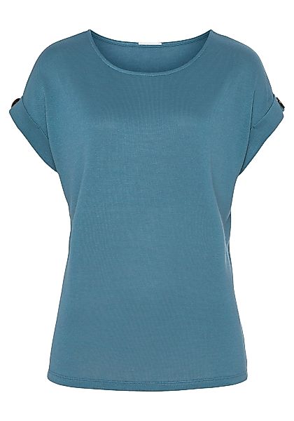 LASCANA T-Shirt, (Packung, 1 tlg.), mit Knopf am Ärmelsaum günstig online kaufen