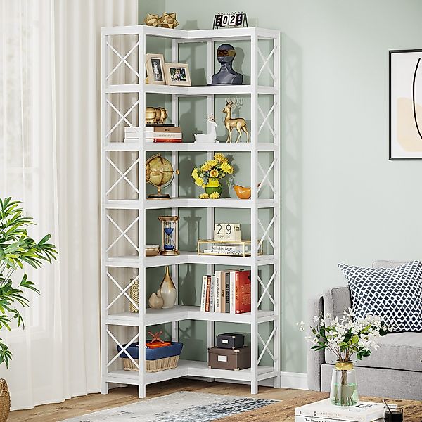 Tribesigns Bücherregal Eck-Bücherregal 7-stöckiges 200 cm günstig online kaufen