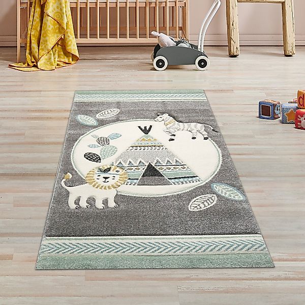 TeppichHome24 Kinderteppich Kinderteppich Zelt, Löwe, rechteckig, günstig online kaufen