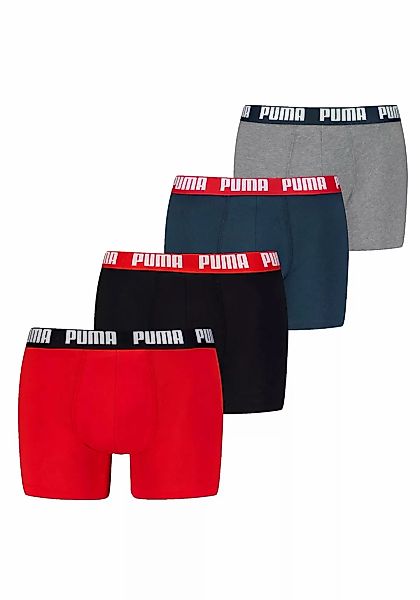 Puma 4-er Set Boxer Briefs Blau & Grau mit verschiedenfarbigem Webbund günstig online kaufen