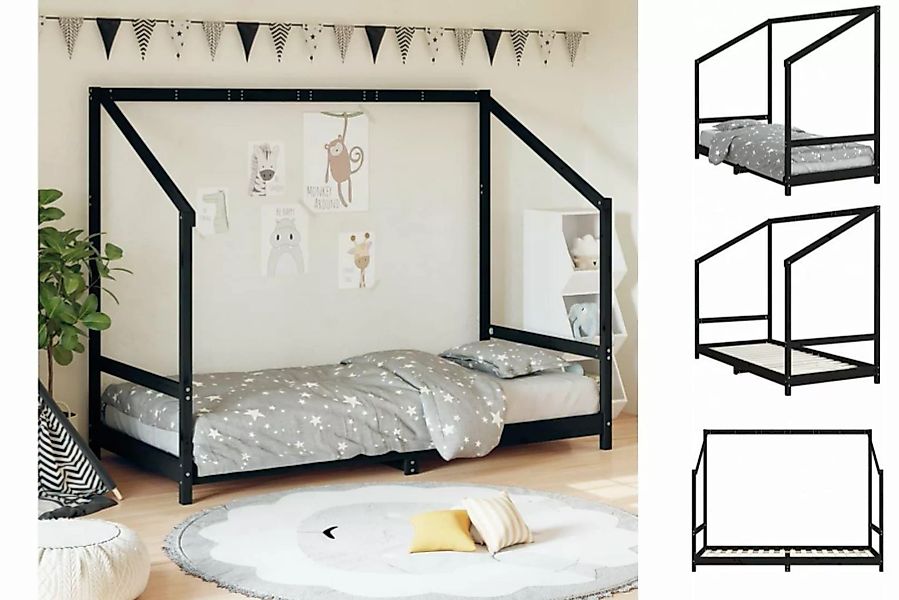 vidaXL Kinderbett Kinderbett Schwarz 90x200 cm Massivholz Kiefer günstig online kaufen