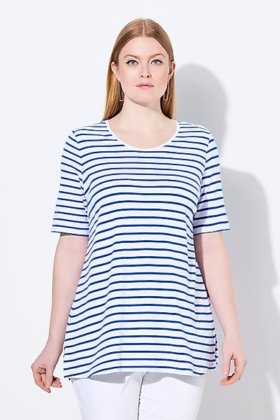 Ulla Popken T-Shirt Ringelshirt A-Linie Rundhals günstig online kaufen