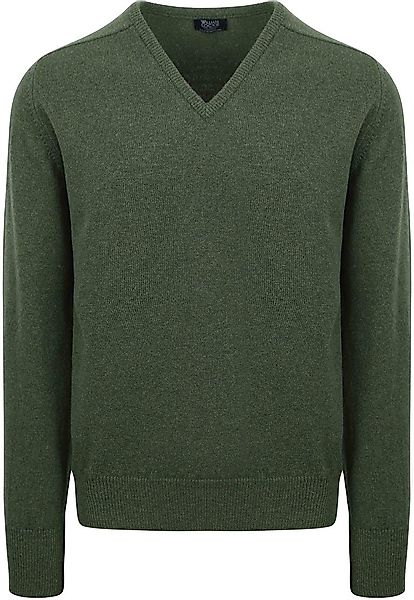 William Lockie V-Auschnitt Pullover Lammwolle Rosemary Grün - Größe XXL günstig online kaufen