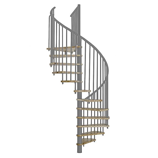Minka Spindeltreppe Spiral Effect Ø 120 cm Eiche Grau Raumhöhe bis 305 cm günstig online kaufen