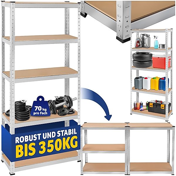 tectake Schwerlastregal, Komplett-Set, höhenverstellbare Einlegeböden günstig online kaufen