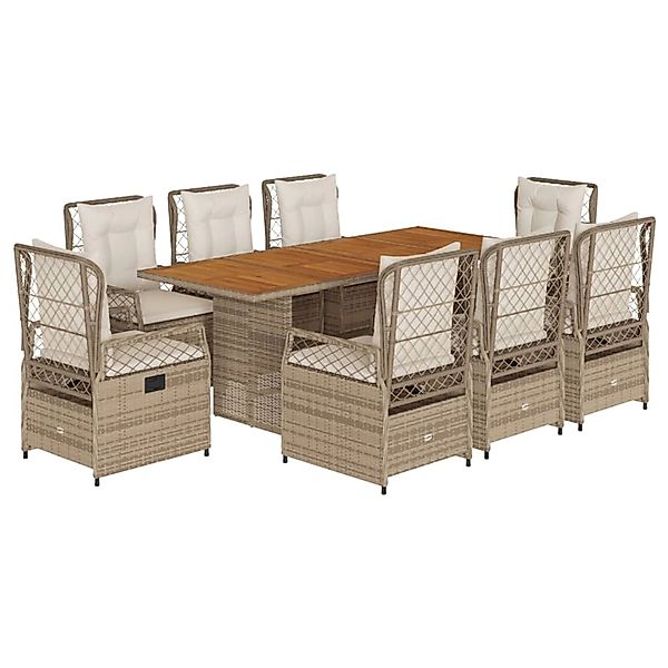 vidaXL 9-tlg Garten-Essgruppe mit Kissen Beige Poly Rattan Modell 42 günstig online kaufen