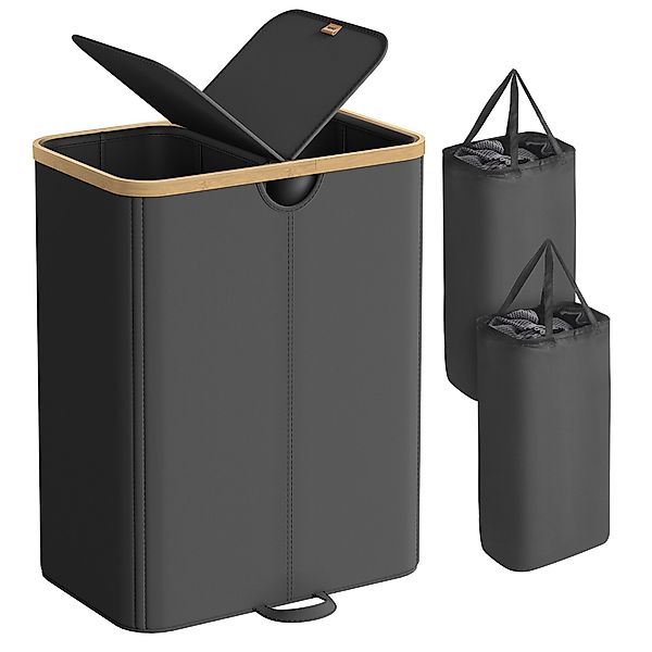 SONGMICS Wäschekorb, 2 Fächer,150 Liter,Deckel,herausnehmbarer Wäschesack,s günstig online kaufen