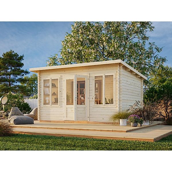 Palmako Lisa Holz-Gartenhaus Natur Pultdach Tauchgrundiert 400 cm x 300 cm günstig online kaufen