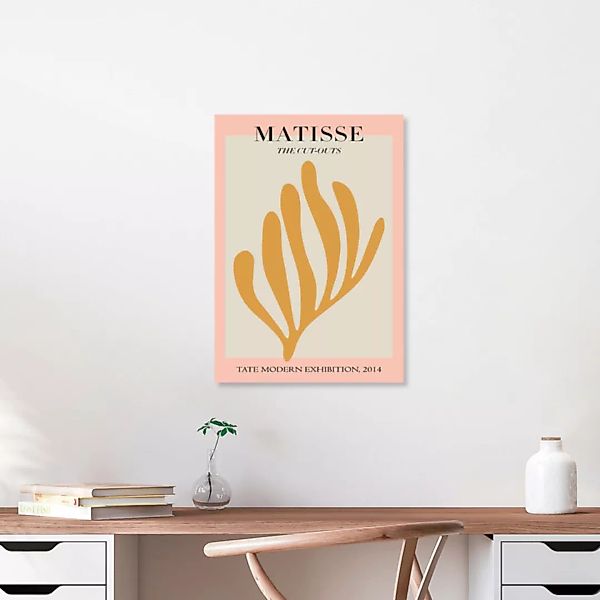 Poster / Leinwandbild - Matisse – Botanisches Design Rosa / Grau / Gold günstig online kaufen