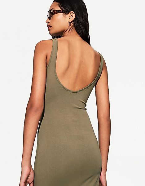 Bershka Midikleid Mit Trägern Damen S Khaki günstig online kaufen