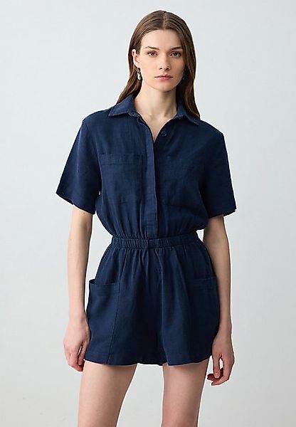 Jimmy Key Jumpsuit Korte mouwen overhemdkraag taille elastische linnen mini günstig online kaufen