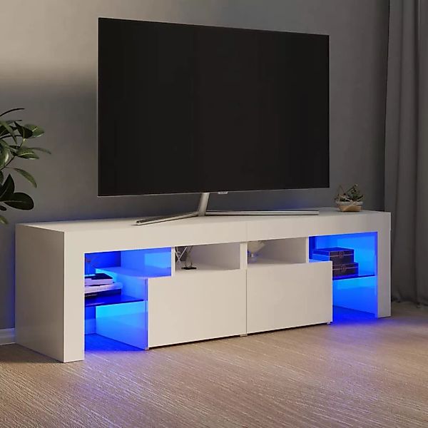 Tv-schrank Mit Led-leuchten Hochglanz-weiß 140x35x40 Cm günstig online kaufen