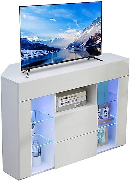 Dripex Lowboard TV Eckschrank Fernsehtisch Hochglanz mit LED 100x40x68 cm, günstig online kaufen