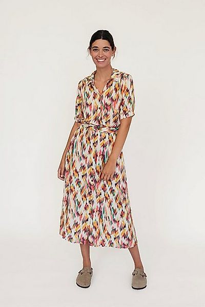 TWOTHIRDS Sommerkleid Matsu - Ikat Print Ecru Elegantes Sommerkleid aus rec günstig online kaufen