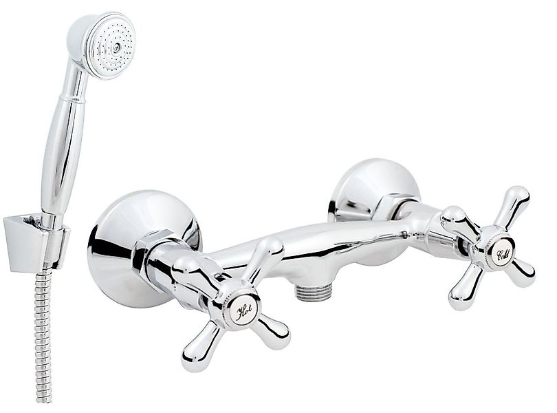 Hydroland Duscharmatur Retro Brausearmatur mit Duschset Einhebelmischer Mis günstig online kaufen