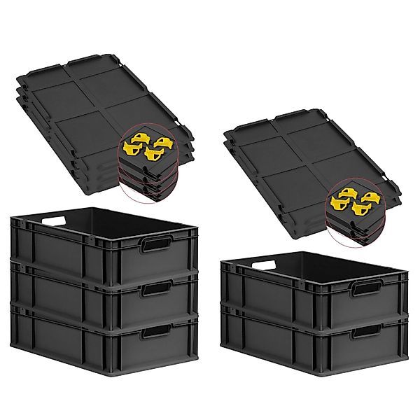 PROREGAL SuperSparSet 5x Eurobox Nextgen Grip Mit Auflagedeckel Und Gelben günstig online kaufen