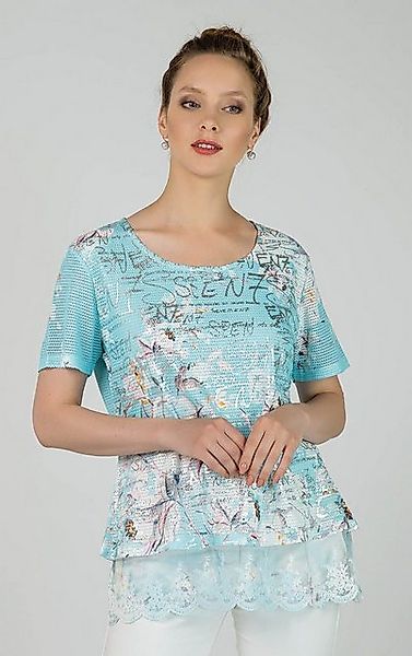 Passioni T-Shirt in Türkis, mit floralem günstig online kaufen
