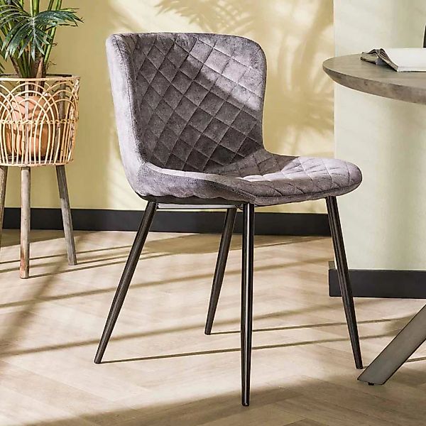 Stuhl Set Esszimmer aus Samt und Metall Steppungen (4er Set) günstig online kaufen