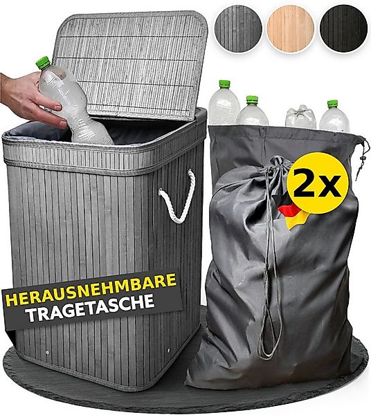 HANDFILL Flaschensammler Wäschekorb Bambus 90L mit Deckel – Pfandflaschen & günstig online kaufen