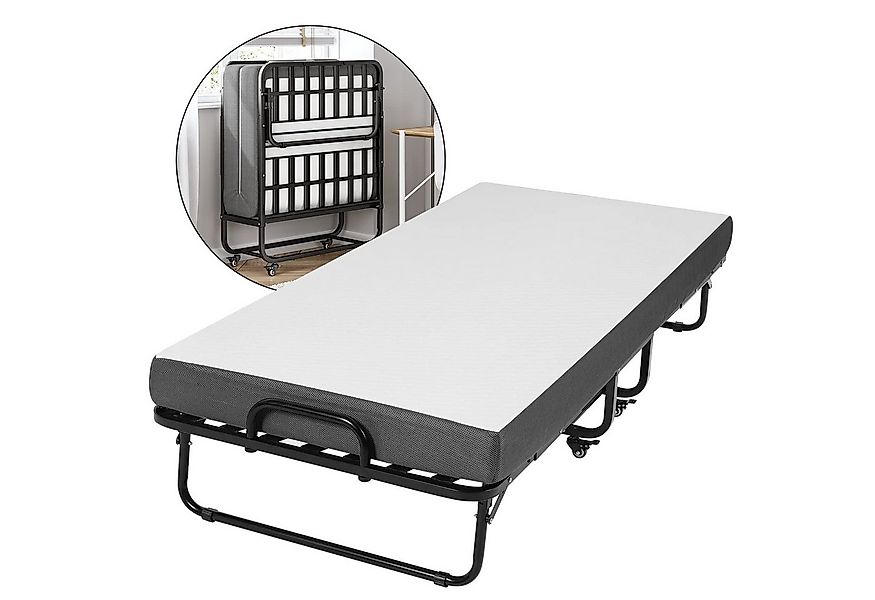 MSMASK Klappbett 90x200cm auf Rädern, mit ca.13cm Matratze aus Gedächtnissc günstig online kaufen