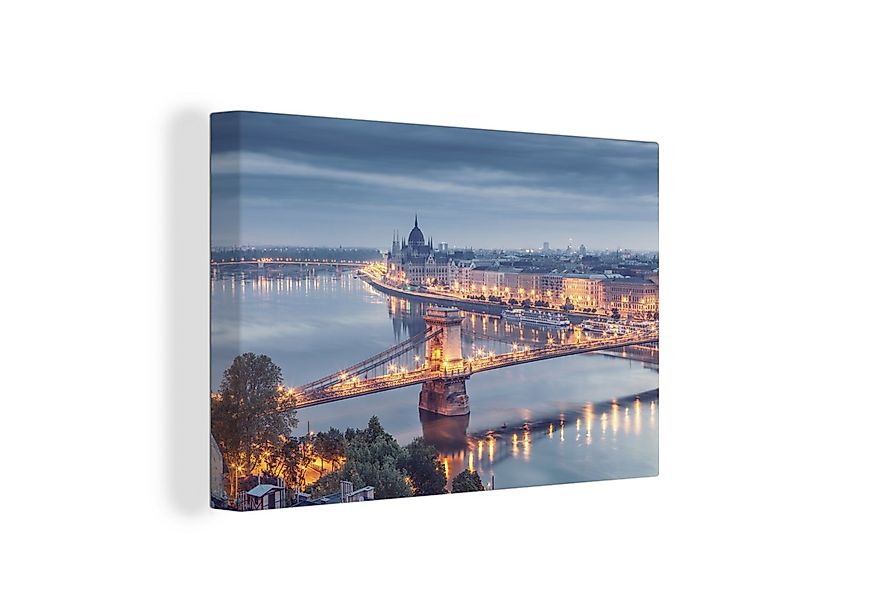 OneMillionCanvasses® Leinwandbild Budapest - Kettenbrücke - Skyline, Fotodr günstig online kaufen